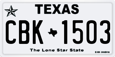 TX license plate CBK1503