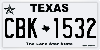 TX license plate CBK1532