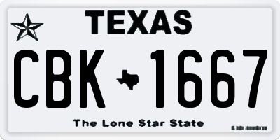 TX license plate CBK1667