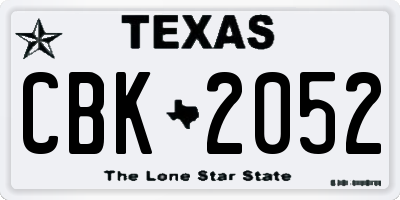 TX license plate CBK2052