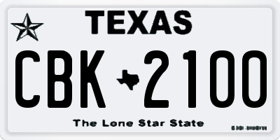 TX license plate CBK2100
