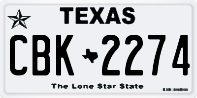 TX license plate CBK2274