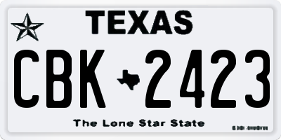TX license plate CBK2423