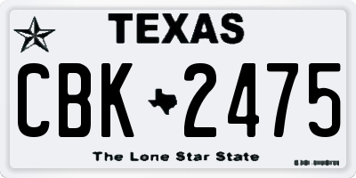 TX license plate CBK2475