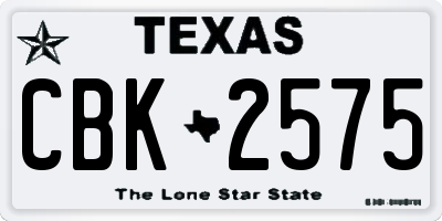 TX license plate CBK2575