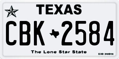TX license plate CBK2584