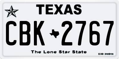 TX license plate CBK2767