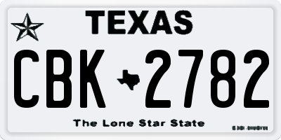 TX license plate CBK2782