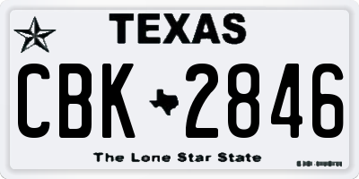 TX license plate CBK2846