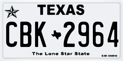 TX license plate CBK2964