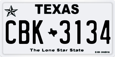 TX license plate CBK3134