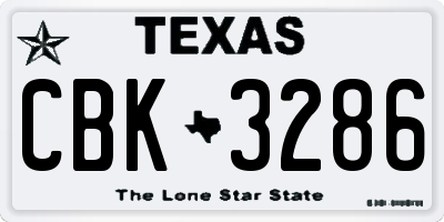 TX license plate CBK3286