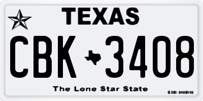 TX license plate CBK3408