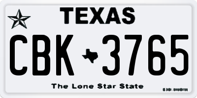 TX license plate CBK3765