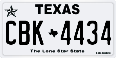 TX license plate CBK4434