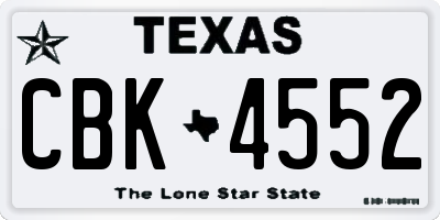 TX license plate CBK4552