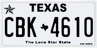 TX license plate CBK4610