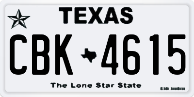 TX license plate CBK4615