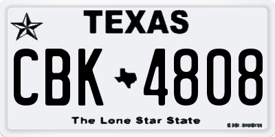 TX license plate CBK4808