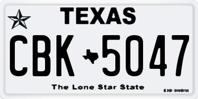 TX license plate CBK5047