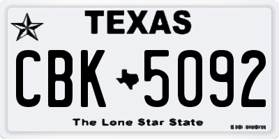 TX license plate CBK5092