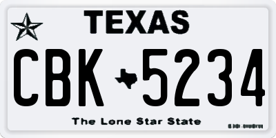 TX license plate CBK5234