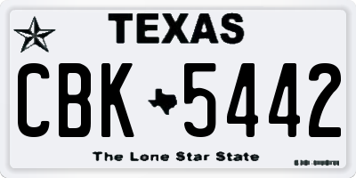 TX license plate CBK5442