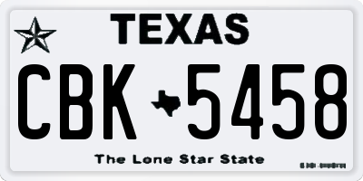 TX license plate CBK5458