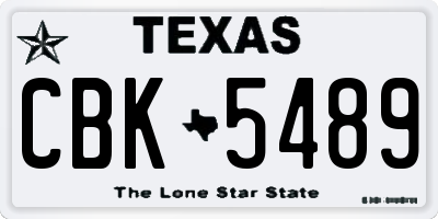 TX license plate CBK5489