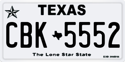 TX license plate CBK5552