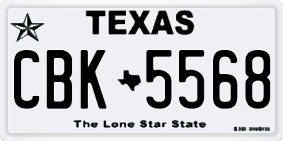 TX license plate CBK5568