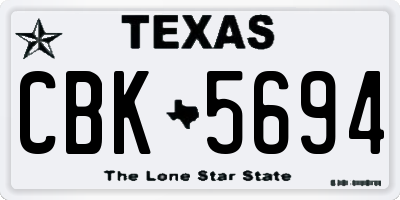 TX license plate CBK5694