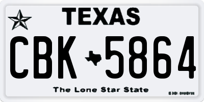 TX license plate CBK5864