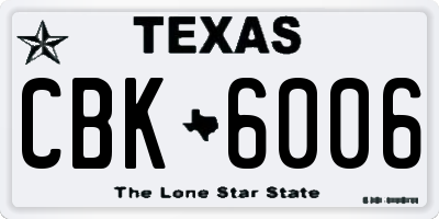 TX license plate CBK6006