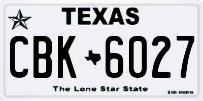TX license plate CBK6027