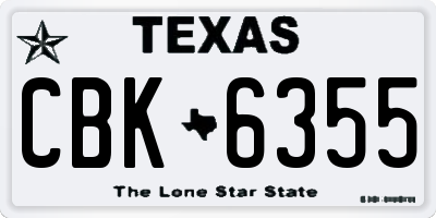 TX license plate CBK6355