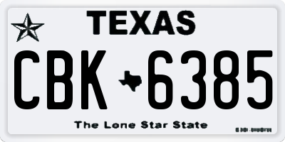 TX license plate CBK6385
