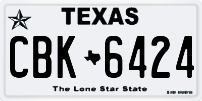 TX license plate CBK6424