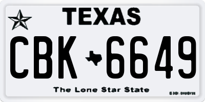 TX license plate CBK6649