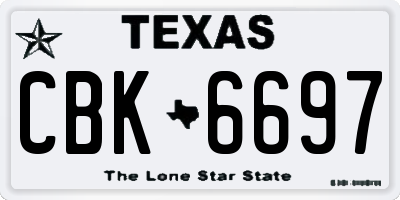TX license plate CBK6697