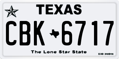 TX license plate CBK6717