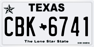 TX license plate CBK6741