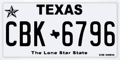 TX license plate CBK6796