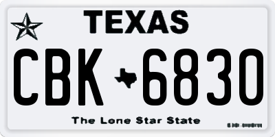 TX license plate CBK6830