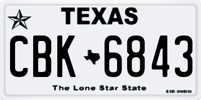 TX license plate CBK6843