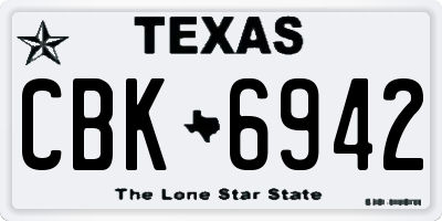 TX license plate CBK6942