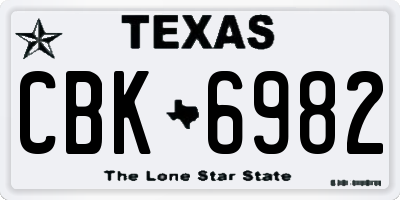 TX license plate CBK6982