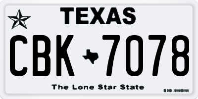TX license plate CBK7078
