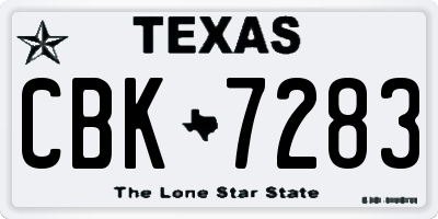 TX license plate CBK7283