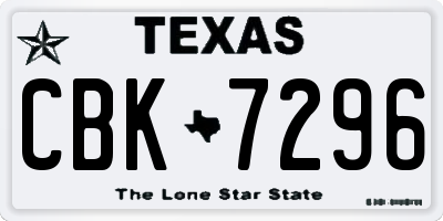 TX license plate CBK7296